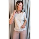 Blusa Feminina Em Lese Bordada - off white - Cod 341 