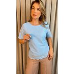 Blusa Feminina Em Lese Bordada - Azul - Cod 341