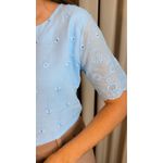 Blusa Feminina Em Lese Bordada - Azul - Cod 341