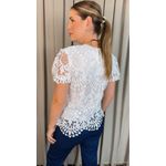 Blusa Feminina Em Guipir Bordada Delicada - Branca Cod 500