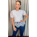 Blusa Feminina Em Guipir Bordada Delicada - Branca Cod 500