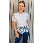 Blusa Feminina Em Guipir Bordada Delicada - Branca Cod 500