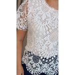 Blusa Feminina Em Guipir Bordada Delicada - Branca Cod 500