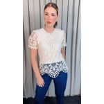 Blusa Feminina Em Guipir Bordada Delicada - Off White Cod 500