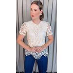 Blusa Feminina Em Guipir Bordada Delicada - Off White Cod 500