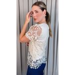 Blusa Feminina Em Guipir Bordada Delicada - Off White Cod 500