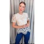 Blusa Feminina Em Guipir Bordada Delicada - Off White Cod 500