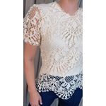 Blusa Feminina Em Guipir Bordada Delicada - Off White Cod 500