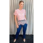 Blusa Feminina Em Guipir Bordada Delicada - Rosa Cod 500