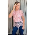 Blusa Feminina Em Guipir Bordada Delicada - Rosa Cod 500