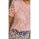 Blusa Feminina Em Guipir Bordada Delicada - Rosa Cod 500