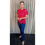 Blusa Feminina Em Guipir Bordada Delicada - Pink Cod 500