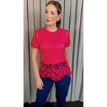 Blusa Feminina Em Guipir Bordada Delicada - Pink Cod 500