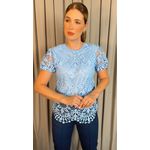 Blusa Feminina Em Guipir Bordada Delicada - Azul Cod 500