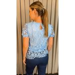 Blusa Feminina Em Guipir Bordada Delicada - Azul Cod 500