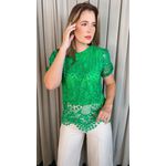 Blusa Feminina Em Lese Bordada Delicada - Verde Cod 500