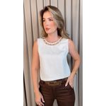 Regata Feminina Bordada- Cod 342 - Off-White