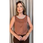 Regata Feminina Bordada- Cod 342 - Marrom