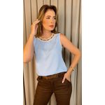 Regata Feminina Bordada- Cod 342 - Azul