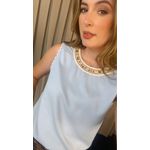 Regata Feminina Bordada- Cod 342 - Azul