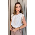 Blusa Feminina Regata Bordada Delicada - Branca - Cod 501
