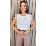 Blusa Feminina Regata Bordada Delicada - Branca - Cod 501