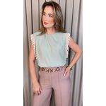 Blusa Feminina Regata Bordada Delicada - Verde - Cod 501