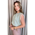 Blusa Feminina Regata Bordada Delicada - Verde - Cod 501