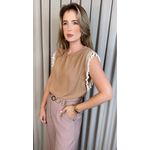 Blusa Feminina Regata Bordada Delicada - Marrom - Cod 501