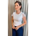 T-shirt Feminina Gola Perola - Branca - Cod 334