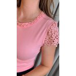 T-shirt Feminina Gola Perola - Rosa - Cod 334
