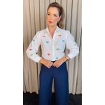 Camisa Feminina Manga Longa Bordada Laço - Cod: 326 -Branca