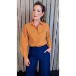 Camisa Feminina Manga Longa Bordada Laço - Cod: 326 - Caramelo