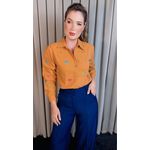 Camisa Feminina Manga Longa Bordada Laço - Cod: 326 - Caramelo