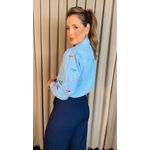 Camisa Feminina Manga Longa Bordada Laço - Cod: 326 - Azul