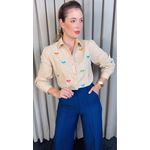 Camisa Feminina Manga Longa Bordada Laço - Cod: 326 - Off White