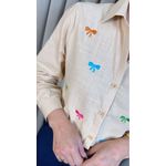 Camisa Feminina Manga Longa Bordada Laço - Cod: 326 - Off White