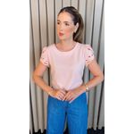 Blusa Feminina Manga Bordada Delicada - Rosa - Cod 336