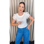 Blusa Feminina Manga Bordada Delicada - Off White - Cod 336
