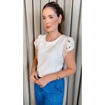 Blusa Feminina Manga Bordada Delicada - Off White - Cod 336