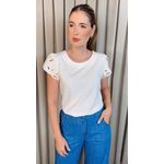 Blusa Feminina Manga Bordada Delicada - Off White - Cod 336