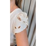 Blusa Feminina Manga Bordada Delicada - Off White - Cod 336