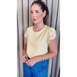 Blusa Feminina Manga Bordada Delicada - Amarela - Cod 336