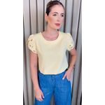 Blusa Feminina Manga Bordada Delicada - Amarela - Cod 336