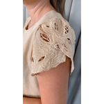 Blusa Feminina Manga Bordada Delicada - Nude - Cod 336