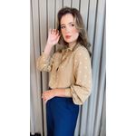 Camisa Feminina Manga Longa Bordada Poa - Cod: 327 - Nude Poa Dorado