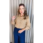 Camisa Feminina Manga Longa Bordada Poa - Cod: 327 - Nude Poa Dorado