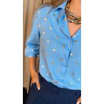 Camisa Feminina Manga Longa Bordada Poa - Cod: 327 - Azul Poa Dorado