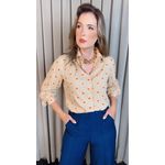 Camisa Feminina Manga Longa Bordada Poa - Cod: 327 - Nude Poa Laranja