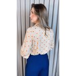 Camisa Feminina Manga Longa Bordada Poa - Cod: 327 - Nude Poa Laranja